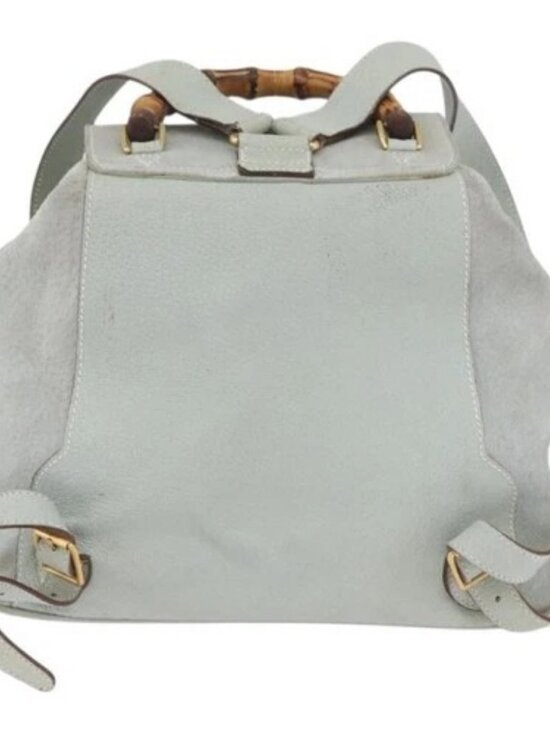 GUCCI Bamboo Backpack Suede Light Blue Gold 003 2058 0016 Auth LNZ552 main image 15